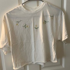 White Floral Crop Top